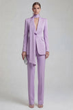 Shawl Lapel Blue 2 Piece Satin Single Buckle Women Suits