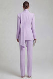 Shawl Lapel Blue 2 Piece Satin Single Buckle Women Suits