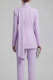 Shawl Lapel Blue 2 Piece Satin Single Buckle Women Suits