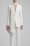 Shawl Lapel Blue 2 Piece Satin Single Buckle Women Suits