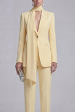 Shawl Lapel Blue 2 Piece Satin Single Buckle Women Suits