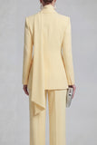 Shawl Lapel Blue 2 Piece Satin Single Buckle Women Suits