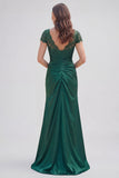 Dark Green Mermaid Ruched Maxi Mother of the Bride Dress