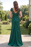 Dark Green Mermaid Ruched Maxi Mother of the Bride Dress