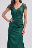 Dark Green Mermaid Ruched Maxi Mother of the Bride Dress