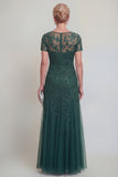 Dark Green A Line Sequin Maxi Mother of the Bride Dress
