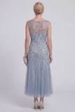 Sparkly Navy A Line Sleeveless Mother of the Bride Dress