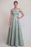 Jacquard Off the Shoulder A Line Blush Mother of the Bride Dress