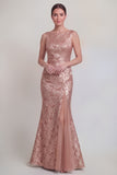 Jacquard Blush Mermaid Sleeveless Mother of the Bride Dress