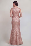 Jacquard Blush Mermaid Sleeveless Mother of the Bride Dress