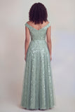 Jacquard Navy A Line Maxi Mother of the Bride Dress