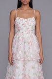 Tiered Corset White Pink Floral Wedding Guest Dress
