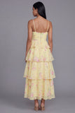 Tiered Corset White Pink Floral Wedding Guest Dress