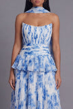 Strapless Ruffled A Line Pleated Dusty Sage Wedding Guest Dress