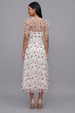 White Floral A Line Short Sleeve Wedding Guest Dress