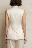 Ivory Peaked Lapel Satin 2 Piece Sleeveless Women Suits