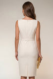Ivory Bodycon Midi Work Dress with Slit