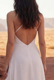 Halter Ivory A Line Ruffled Maxi Boho Wedding Dress
