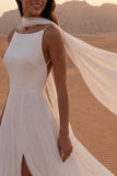 A Line Ivory Maxi Boho Wedding Dress with Slit