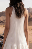 Halter Ruffled Ivory Pleated Mini Engagement Dress