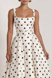 Black A Line Polka Dot Maxi Formal Dress