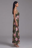 Olive A Line Cut Out Floral Maxi Formal Dress