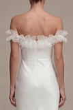 Off the Shoulder Ruffled White Mermaid Engagement Dress