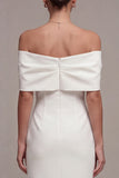 Off the Shoulder Bowed Bodycon White Engagement Dress