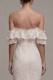 White Lace Off the Shoulder Mermaid Engagement Dress