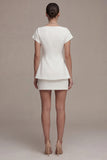 White Bodycon Bateau Neck Mini Engagement Dress