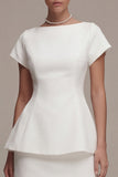 White Bodycon Bateau Neck Mini Engagement Dress
