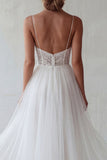 White Lace A Line Tulle Engagement Dress