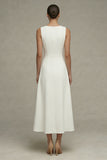White Round Neck A Line Sleeveless Engagement Dress