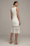 Bateau Neck Satin Lace White Engagement Dress