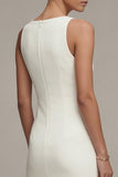 Bateau Neck Satin Lace White Engagement Dress