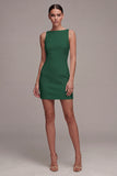 White Bateau Neck Satin Mini Engagement Dress
