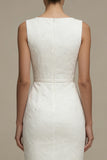 Bateau Neck Sleeveless Boycon Midi White Dress