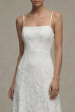 A Line Appliqued Midi White Dress