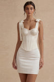 Corset Bowed Bodycon Mini White Dress