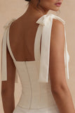 Corset Bowed Bodycon Mini White Dress