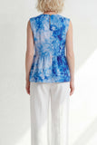 Pink 2 Piece Printed Sleeveless Women's Linen Suits