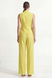 Peaked Lapel Yellow 2 Piece Sleeveless Women's Linen Suits