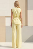 2 Piece Blue Women's Linen Suits with Sash