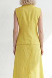 Yellow 2 Piece Notched Lapel Work Dress with Pockets