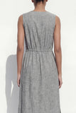 Grey A Line Sleeveless Midi Work Dress with Slit