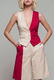 ColorBlock Single Breasted Light Khaki 2 Piece Women Suits