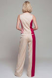 Single Breasted 2 Piece ColorBlock Light Khaki Women Suits