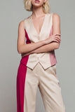 Single Breasted 2 Piece ColorBlock Light Khaki Women Suits