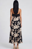 Strapless Ruffled A Line Floral Appliqued Yellow Wedding Guest Dress