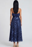 Strapless Ruffled A Line Floral Appliqued Yellow Wedding Guest Dress